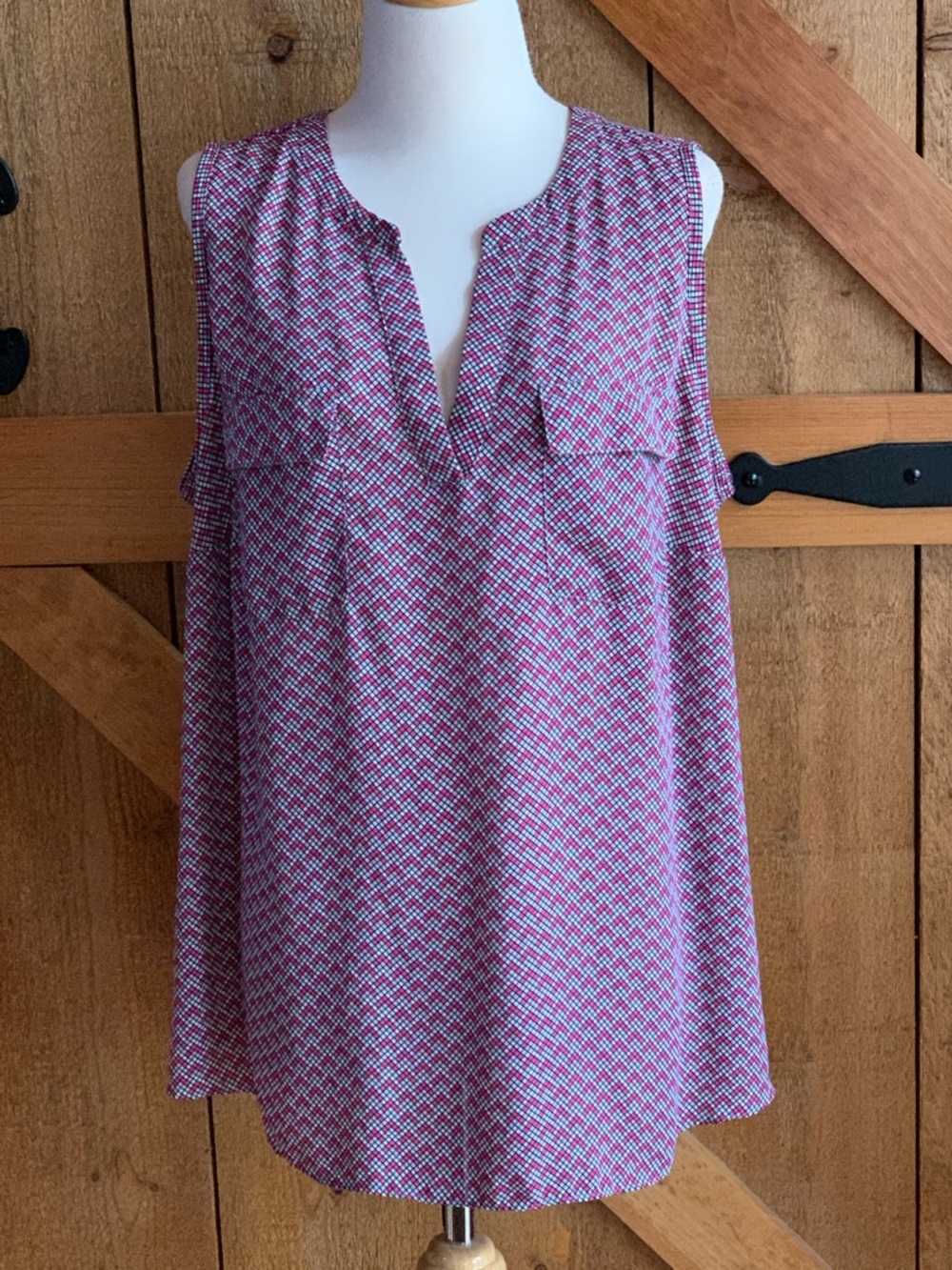Worthington Pink and White Sleeveless Tunic Top Size 1X